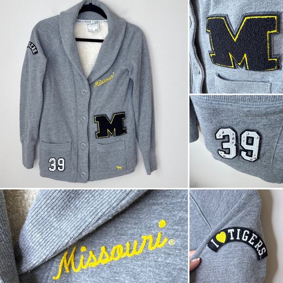 PINK Victoria's Secret Collegiate RARE Missouri Tigers Mizzou Sherpa Cardigan XS - Picture 1 of 13